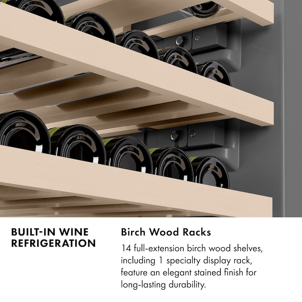 ZLINE Autograph Edition 18 in. 9.0 cu. ft. Triple Zone 68 Bottle Panel Ready Right Hinge Column Wine Cooler with Matte Black Accents (RBCWVRZ-18-MB)