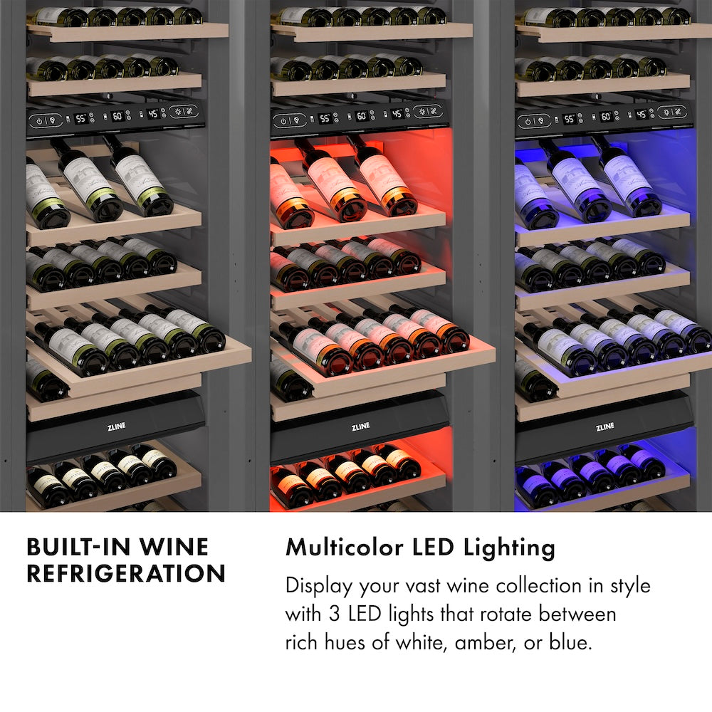 ZLINE 18 in. 9.0 cu. ft. Triple Zone 68 Bottle Left Hinge Column Wine Cooler in Satin Stainless Steel (RCWVL-SN-18)