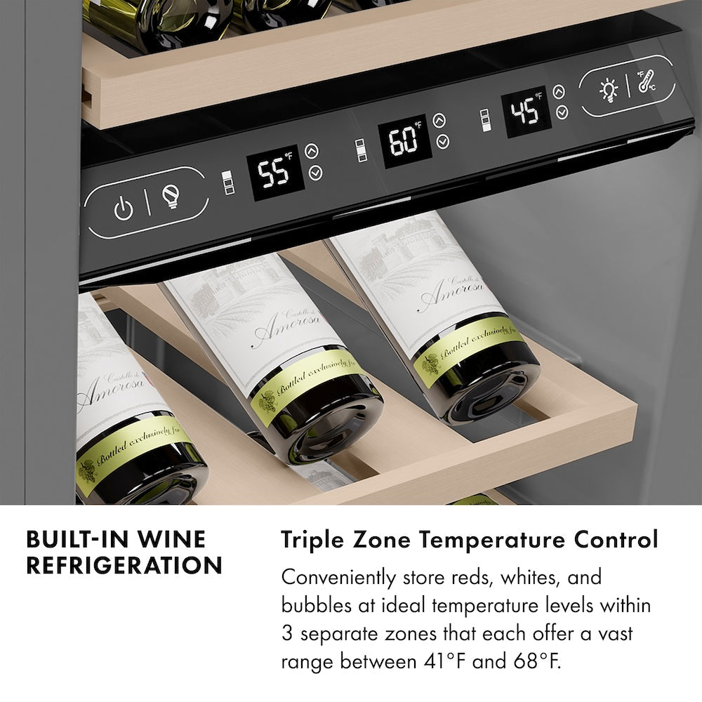 ZLINE 24 in. 12.4 cu. ft. Triple Zone 100 Bottle Panel Ready Column Wine Cooler (RBCWV-24)