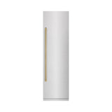 ZLINE Autograph Edition 24 in. 12.5 cu. ft. Column Refrigerator in Satin Stainless Steel with Graphite Gray Interior and Champagne Bronze Accents (RCRVZ-SN-24-CB)