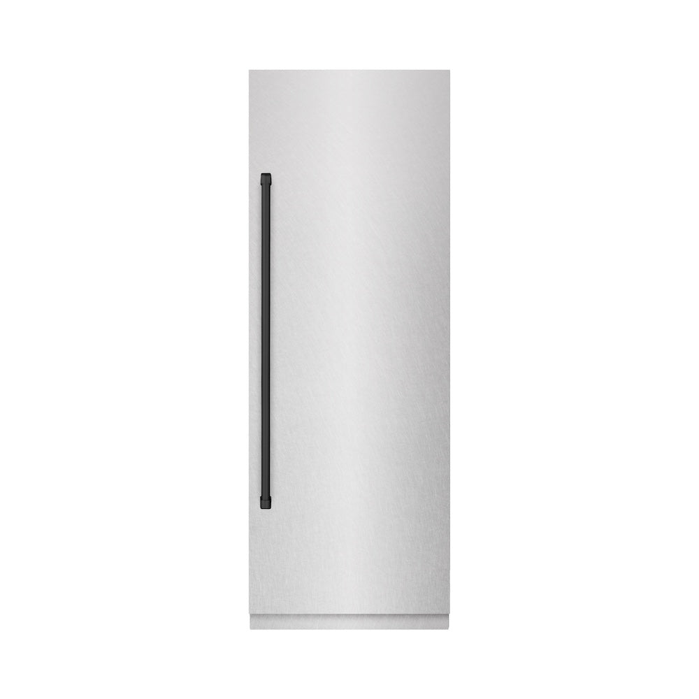 ZLINE Autograph Edition 30 in. 16.7 cu. ft. Column Refrigerator in Satin Stainless Steel with Graphite Gray Interior and Matte Black Accents (RCRVZ-SN-30-MB)