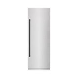 ZLINE Autograph Edition 30 in. 16.7 cu. ft. Column Refrigerator in Satin Stainless Steel with Graphite Gray Interior and Matte Black Accents (RCRVZ-SN-30-MB)