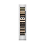 ZLINE Autograph Edition 18 in. 9.0 cu. ft. Triple Zone 68 Bottle Left Hinge Column Wine Cooler in Satin Stainless Steel with Matte Black Accents (RCWVLZ-SN-18-MB)