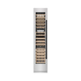 ZLINE Autograph Edition 18 in. 9.0 cu. ft. Triple Zone 68 Bottle Left Hinge Column Wine Cooler in Satin Stainless Steel with Matte Black Accents (RCWVLZ-SN-18-MB)
