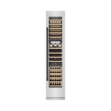 ZLINE Autograph Edition 18 in. 9.0 cu. ft. Triple Zone 68 Bottle Right Hinge Column Wine Cooler in Satin Stainless Steel with Matte Black Accents (RCWVRZ-SN-18-MB)