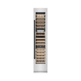 ZLINE Autograph Edition 18 in. 9.0 cu. ft. Triple Zone 68 Bottle Right Hinge Column Wine Cooler in Satin Stainless Steel with Matte Black Accents (RCWVRZ-SN-18-MB)