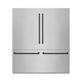ZLINE Autograph Edition 72 in. 39.6 cu. ft. French Door Built-In Bottom Freezer Refrigerator with Water Dispensers and Ice Makers in Satin Stainless Steel with Graphite Gray Interior and Matte Black Accents (GRBITZ-SN-72-MB)