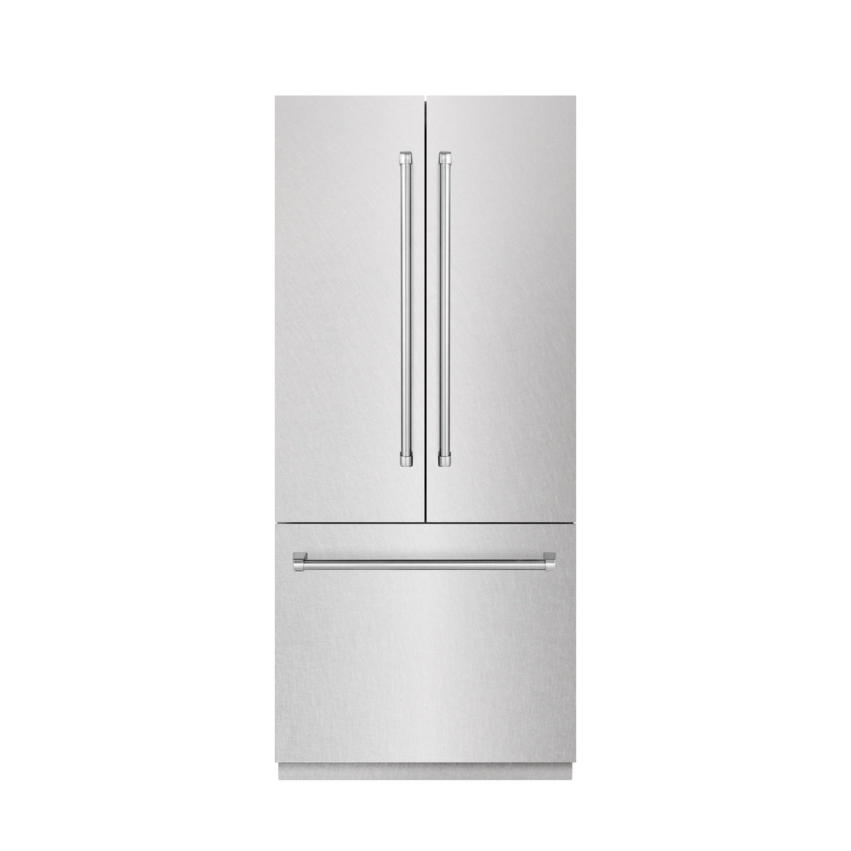 ZLINE 36 in. 19.6 cu. ft. French Door Built-In Bottom Freezer Refrigerator with Water Dispenser and Ice Maker in Satin Stainless Steel with Graphite Gray Interior (GRBIV-SN-36)