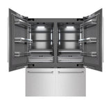 ZLINE 60 in. 32.2 cu. ft. French Door Built-In Bottom Freezer Refrigerator with Water Dispensers and Ice Makers in Satin Stainless Steel with Graphite Gray Interior (GRBIV-SN-60)
