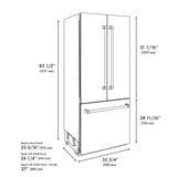 ZLINE Autograph Edition 36 in. 19.6 cu. ft. French Door Built-In Bottom Freezer Refrigerator with Water Dispenser and Ice Maker in Satin Stainless Steel with Graphite Gray Interior and Polished Gold Accents (GRBIVZ-SN-36-G)