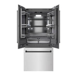 ZLINE Autograph Edition 36 in. 19.6 cu. ft. French Door Built-In Bottom Freezer Refrigerator with Water Dispenser and Ice Maker in Satin Stainless Steel with Graphite Gray Interior and Matte Black Accents (GRBIVZ-SN-36-MB)