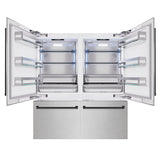 ZLINE Autograph Edition 72 in. 39.6 cu. ft. French Door Built-In Bottom Freezer Refrigerator with Water Dispensers and Ice Makers in Satin Stainless Steel and Matte Black Accents (RBITZ-SN-72-MB)
