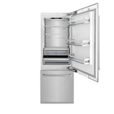 ZLINE 30 in. 16.1 cu. ft. Built-In Bottom Freezer Refrigerator with Water Dispenser and Ice Maker in Satin Stainless Steel (RBIV-SN-30)