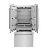 ZLINE 36 in. 19.6 cu. ft. French Door Built-In Bottom Freezer Refrigerator with Water Dispenser and Ice Maker in Satin Stainless Steel (RBIV-SN-36)