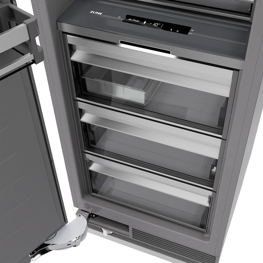 ZLINE 18 in. 8.6 cu. ft. Panel Ready Left Hinge Column Freezer with Graphite Gray Interior (RBCFVL-18)