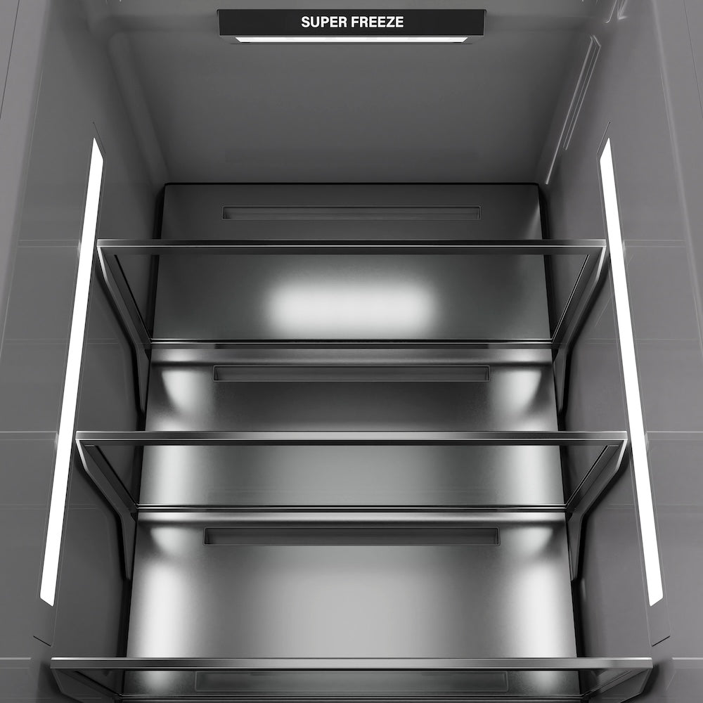 ZLINE Autograph Edition 18 in. 8.6 cu. ft. Panel Ready Left Hinge Column Freezer with Graphite Gray Interior and Matte Black Accents (RBCFVLZ-18-MB)