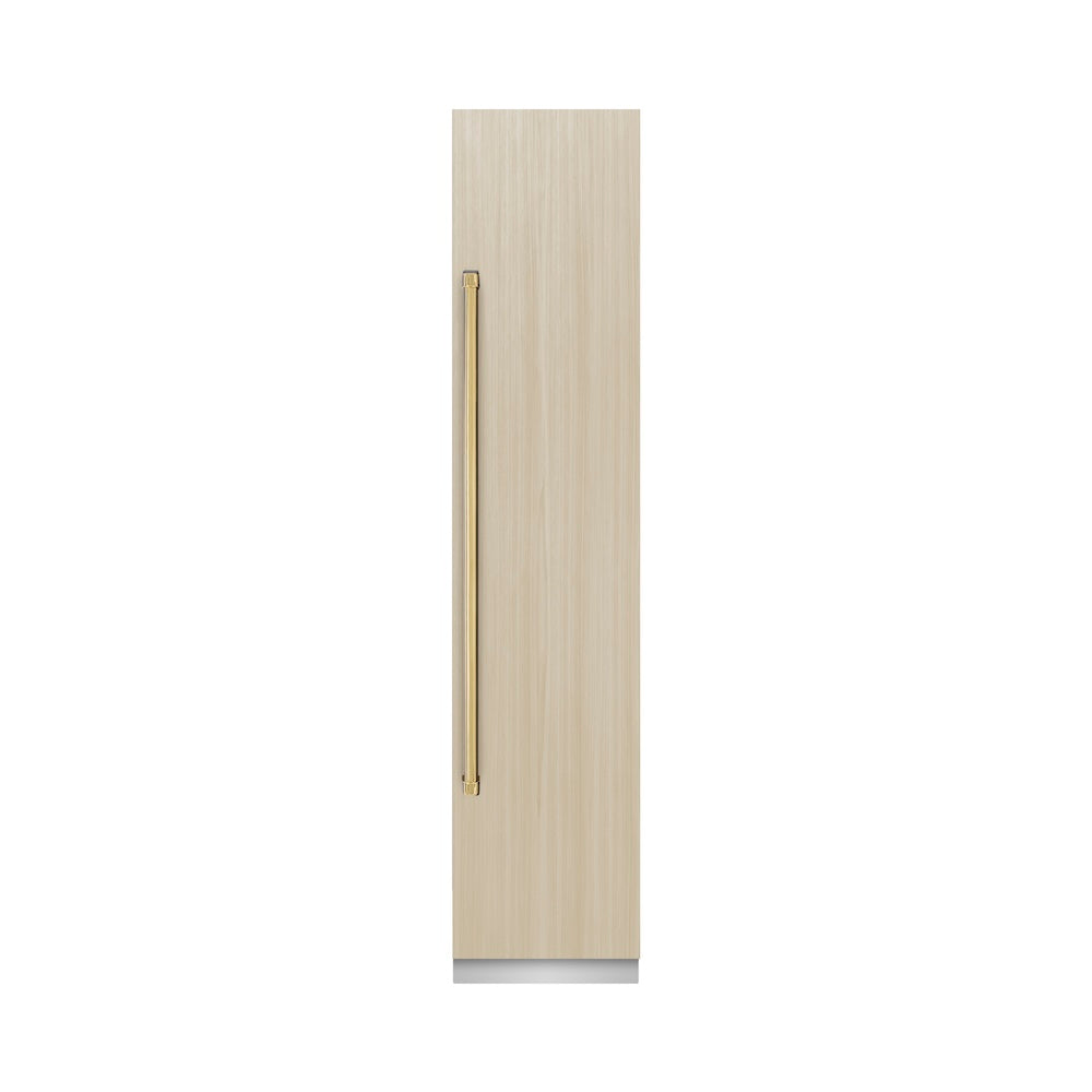 ZLINE Autograph Edition 18 in. 8.6 cu. ft. Panel Ready Right Hinge Column Freezer with Graphite Gray Interior and Polished Gold Accents (RBCFVRZ-18-G)