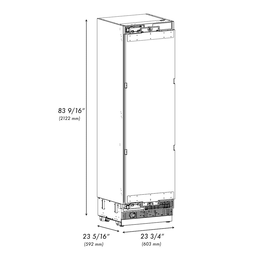 ZLINE Autograph Edition 24 in. 12.4 cu. ft. Panel Ready Column Freezer with Graphite Gray Interior and Champagne Bronze Accents (RBCFVZ-24-CB)