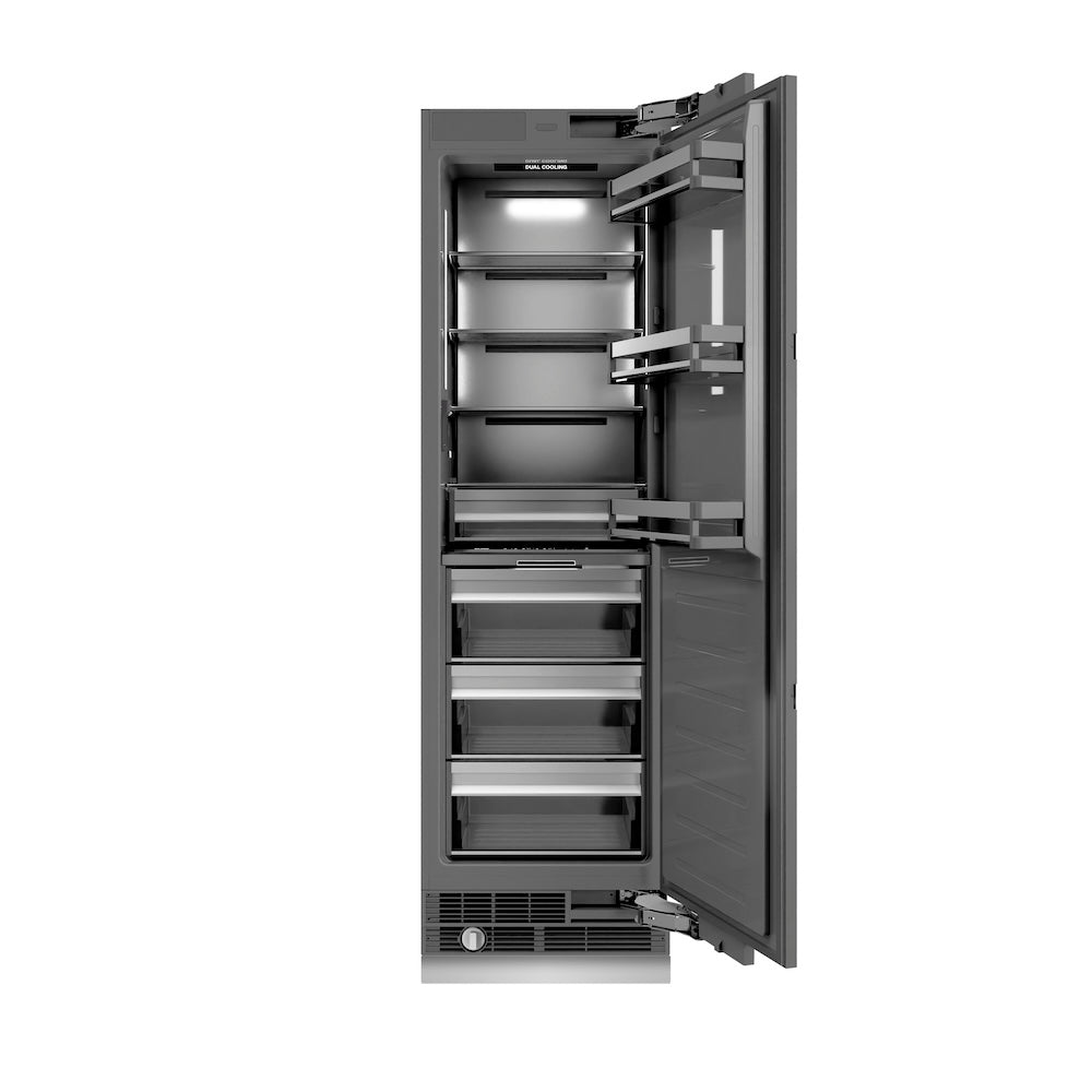 ZLINE Autograph Edition 24 in. 12.5 cu. ft. Panel Ready Column Refrigerator with Graphite Gray Interior and Champagne Bronze Accents (RBCRVZ-24-CB)