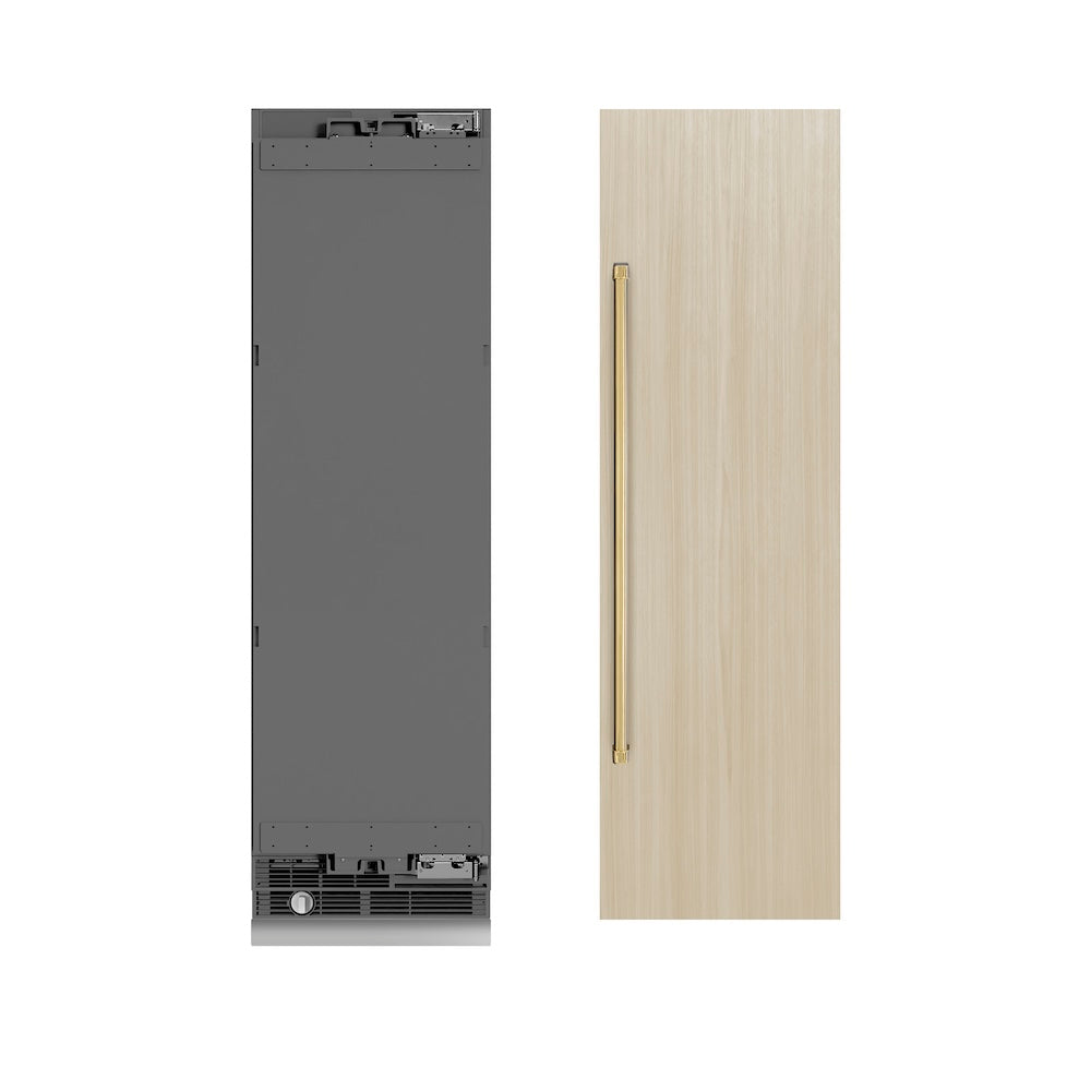 ZLINE Autograph Edition 24 in. 12.5 cu. ft. Panel Ready Column Refrigerator with Graphite Gray Interior and Polished Gold Accents (RBCRVZ-24-G)