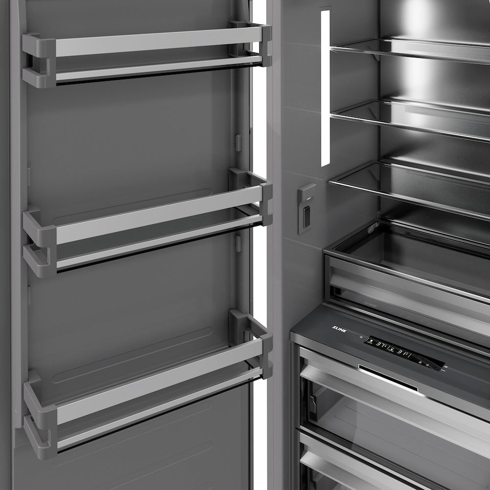 ZLINE Autograph Edition 24 in. 12.5 cu. ft. Panel Ready Column Refrigerator with Graphite Gray Interior and Matte Black Accents (RBCRVZ-24-MB)