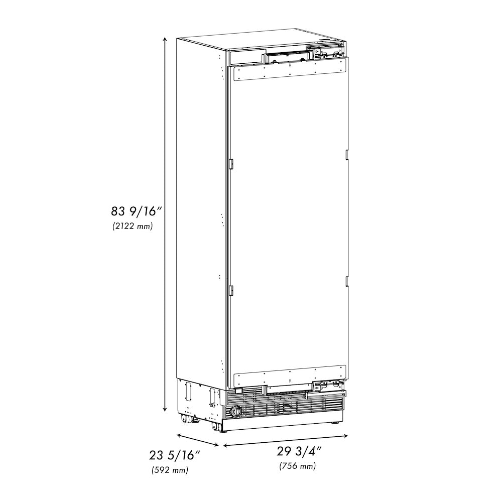 ZLINE Autograph Edition 30 in. 16.7 cu. ft. Panel Ready Column Refrigerator with Graphite Gray Interior and Polished Gold Accents (RBCRVZ-30-G)