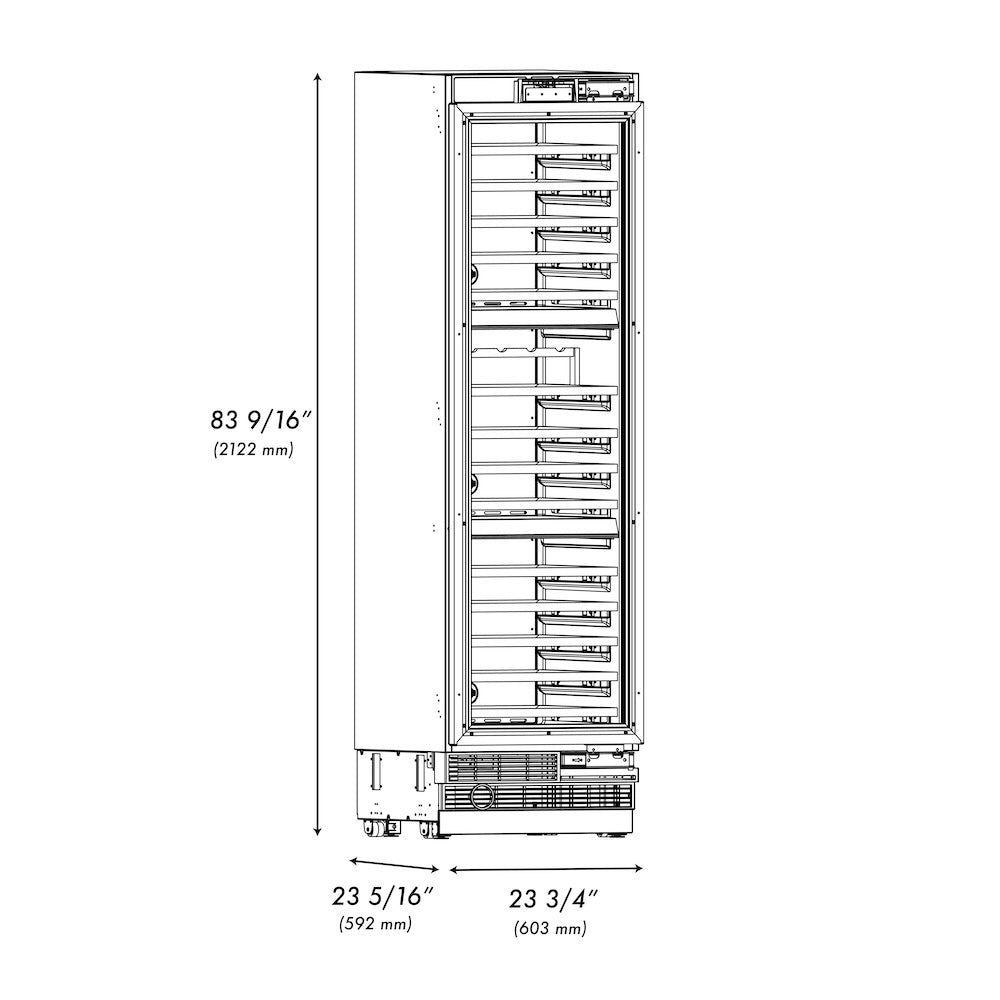 ZLINE 24 in. 12.4 cu. ft. Triple Zone 100 Bottle Panel Ready Column Wine Cooler (RBCWV-24)