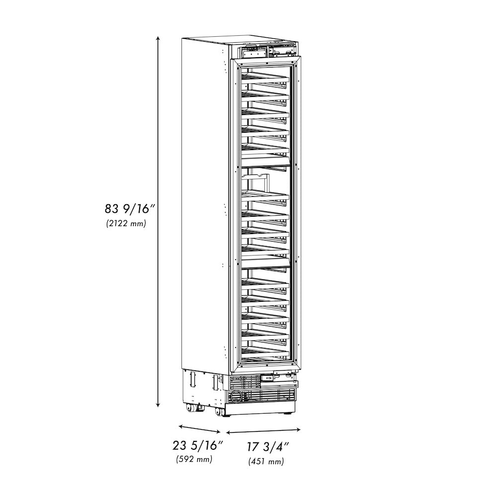 ZLINE 18 in. 9.0 cu. ft. Triple Zone 68 Bottle Panel Ready Left Hinge Column Wine Cooler (RBCWVL-18)