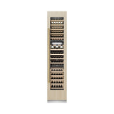ZLINE Autograph Edition 18 in. 9.0 cu. ft. Triple Zone 68 Bottle Panel Ready Right Hinge Column Wine Cooler with Polished Gold Accents (RBCWVRZ-18-G)