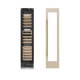 ZLINE Autograph Edition 18 in. 9.0 cu. ft. Triple Zone 68 Bottle Panel Ready Right Hinge Column Wine Cooler with Polished Gold Accents (RBCWVRZ-18-G)