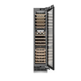 ZLINE Autograph Edition 18 in. 9.0 cu. ft. Triple Zone 68 Bottle Panel Ready Right Hinge Column Wine Cooler with Matte Black Accents (RBCWVRZ-18-MB)
