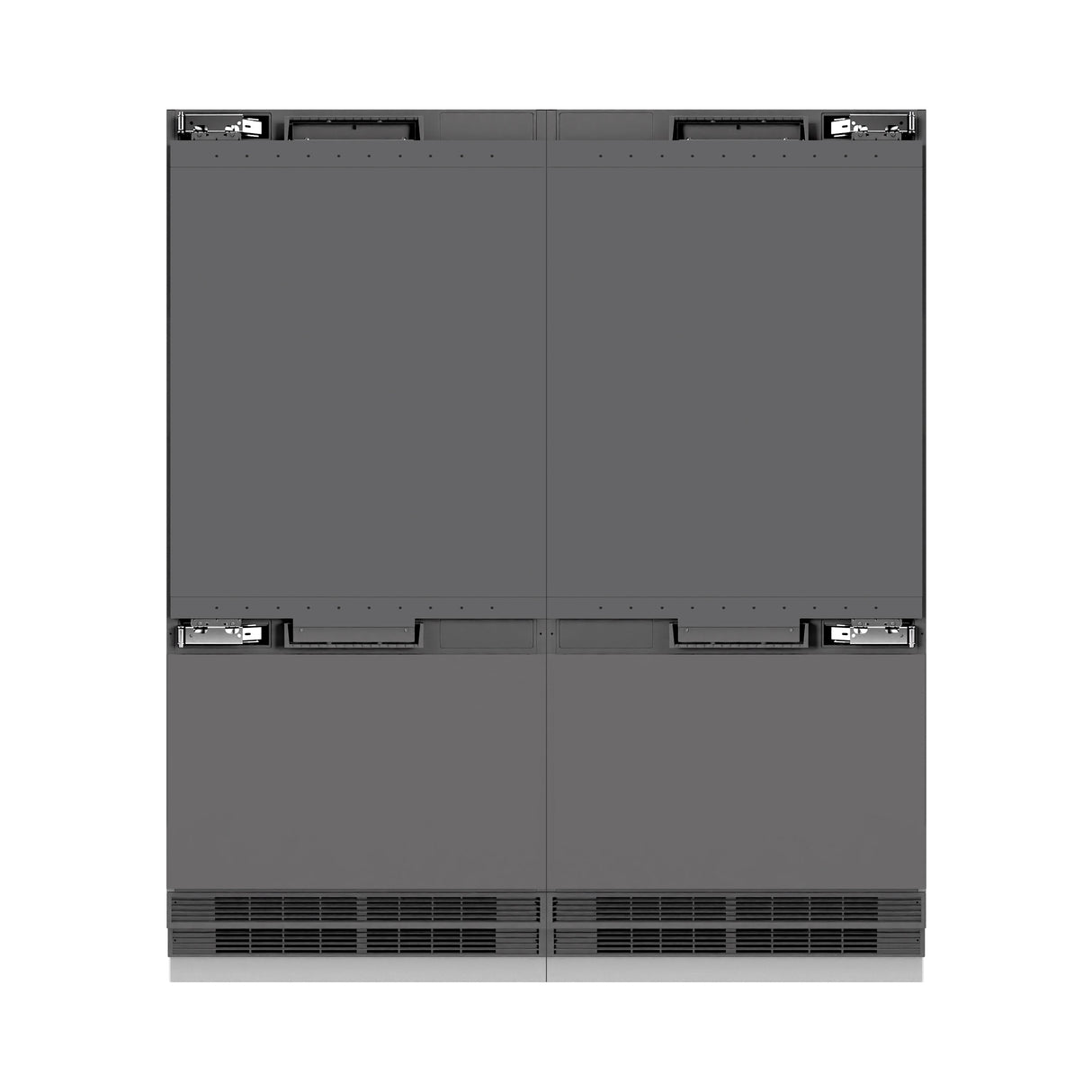 ZLINE 72 in. 39.6 cu. ft. Panel Ready French Door Built-In Bottom Freezer Refrigerator with Water Dispensers and Ice Makers with Graphite Gray Interior (GRBIT-72)