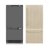 ZLINE Autograph Edition 36 in. 19.8 cu. ft. Panel Ready Built-In Bottom Freezer Refrigerator with Water Dispenser and Ice Maker with Graphite Gray Interior and Champagne Bronze Accents (GRBITZ-36-CB)
