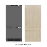 ZLINE Autograph Edition 36 in. 19.8 cu. ft. Panel Ready Built-In Bottom Freezer Refrigerator with Water Dispenser and Ice Maker with Graphite Gray Interior and Champagne Bronze Accents (GRBITZ-36-CB)
