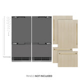 ZLINE Autograph Edition 72 in. 39.6 cu. ft. Panel Ready French Door Built-In Bottom Freezer Refrigerator with Water Dispensers and Ice Makers with Graphite Gray Interior and Polished Gold Accents (GRBITZ-72-G)