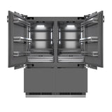 ZLINE Autograph Edition 60 in. 32.2 cu. ft. Panel Ready French Door Built-In Bottom Freezer Refrigerator with Water Dispenser and Ice Maker with Graphite Gray Interior and Polished Gold Accents (GRBIVZ-60-G)