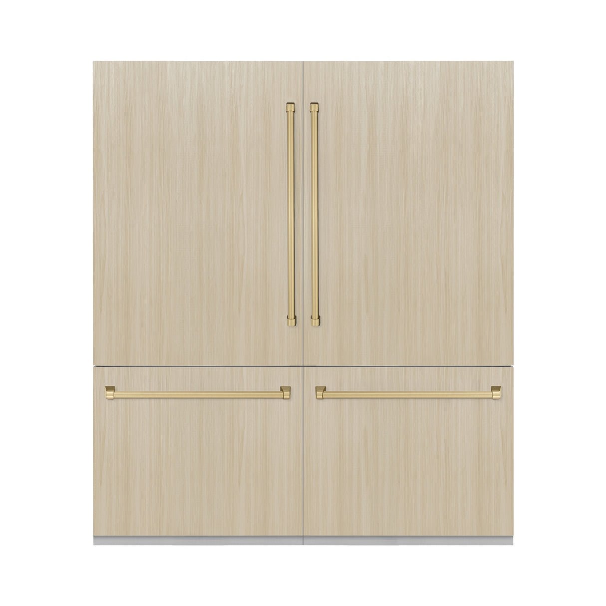 ZLINE Autograph Edition 72 in. 39.6 cu. ft. Panel Ready French Door Built-In Bottom Freezer Refrigerator with Water Dispensers and Ice Makers and Champagne Bronze Accents (RBITZ-72-CB)