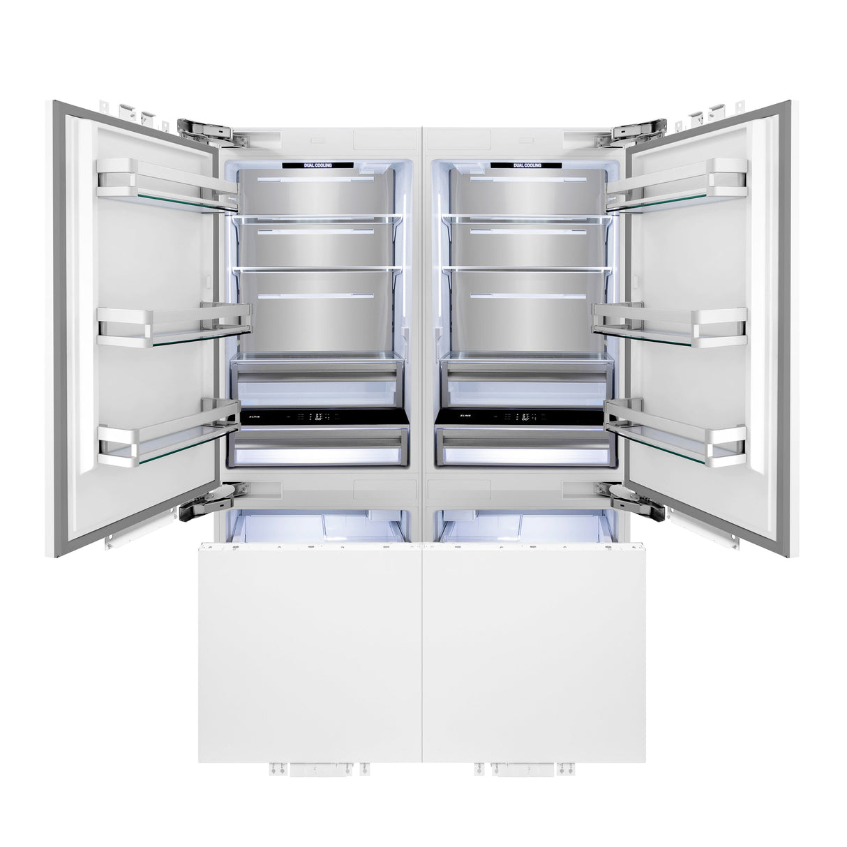 ZLINE 60 in. 32.2 cu. ft. Panel Ready French Door Built-In Bottom Freezer Refrigerator with Water Dispensers and Ice Makers (RBIV-60)