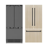 ZLINE Autograph Edition 36 in. 19.6 cu. ft. Panel Ready French Door Built-In Bottom Freezer Refrigerator with Water Dispenser and Ice Maker with Stainless Steel Interior and Matte Black Accents (SRBIVZ-36-MB)