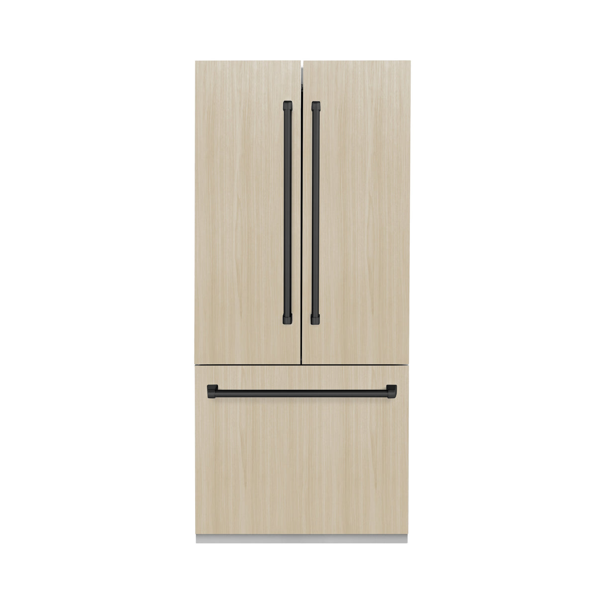 ZLINE Autograph Edition 36 in. 19.6 cu. ft. Panel Ready French Door Built-In Bottom Freezer Refrigerator with Water Dispenser and Ice Maker with Stainless Steel Interior and Matte Black Accents (SRBIVZ-36-MB)