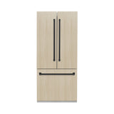 ZLINE Autograph Edition 36 in. 19.6 cu. ft. Panel Ready French Door Built-In Bottom Freezer Refrigerator with Water Dispenser and Ice Maker with Stainless Steel Interior and Matte Black Accents (SRBIVZ-36-MB)