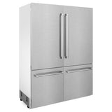 ZLINE 60 in. 32.2 cu. ft. French Door Built-In Bottom Freezer Refrigerator with Water Dispensers and Ice Makers in Satin Stainless Steel (RBIV-SN-60)
