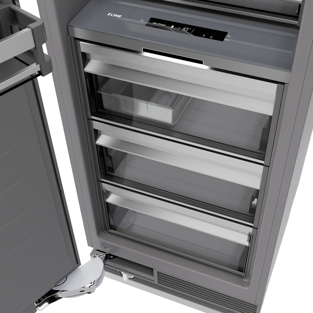 ZLINE 18 in. 8.6 cu. ft. Left Hinge Column Freezer in Stainless Steel with Graphite Gray Interior (RCFVL-304-18)