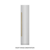 ZLINE Autograph Edition 18 in. 8.6 cu. ft. Right Hinge Column Freezer in Stainless Steel with Graphite Gray Interior and Champagne Bronze Accents (RCFVRZ-30418-CB)