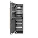 ZLINE Autograph Edition 24 in. 12.4 cu. ft. Column Freezer in Stainless Steel with Graphite Gray Interior and Champagne Bronze Accents (RCFVZ-304-24-CB)