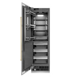 ZLINE Autograph Edition 24 in. 12.4 cu. ft. Column Freezer in Stainless Steel with Graphite Gray Interior and Polished Gold Accents (RCFVZ-304-24-G)