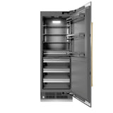 ZLINE Autograph Edition 30 in. 16.7 cu. ft. Column Refrigerator in Stainless Steel with Graphite Gray Interior and Champagne Bronze Accents (RCRVZ-30430-CB)