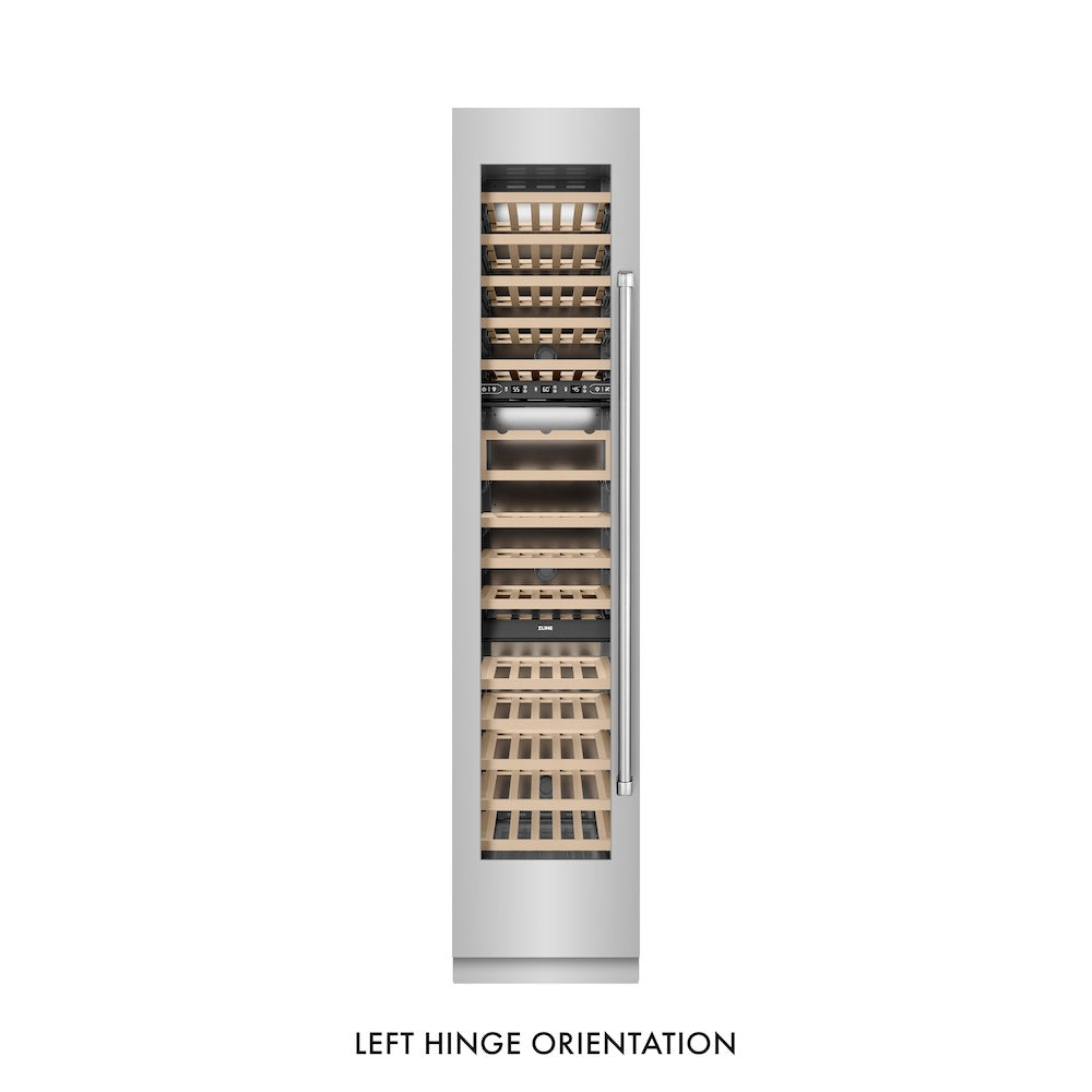 ZLINE 18 in. 9.0 cu. ft. Triple Zone 68 Bottle Left Hinge Column Wine Cooler in Stainless Steel (RCWVL-304-18)
