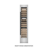 ZLINE Autograph Edition 18 in. 9.0 cu. ft. Triple Zone 68 Bottle Right Hinge Column Wine Cooler in Stainless Steel with Matte Black Accents (RCWVRZ-304-18-MB)