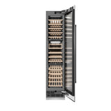 ZLINE Autograph Edition 18 in. 9.0 cu. ft. Triple Zone 68 Bottle Right Hinge Column Wine Cooler in Stainless Steel with Matte Black Accents (RCWVRZ-304-18-MB)